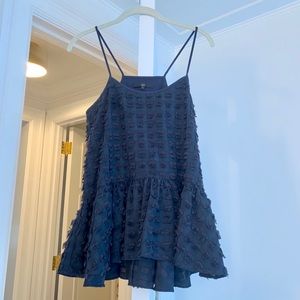 Tibi navy Pom Pom blouse